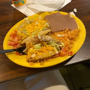 Bean and Cheese puffy taco plate