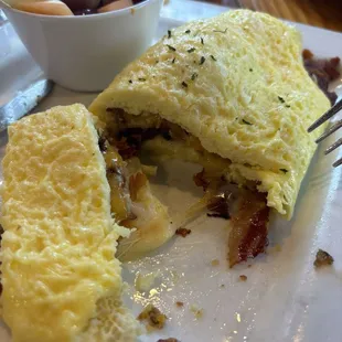 Build your own omelet with cheddar, Swiss, bacon and sausage