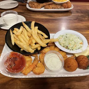 Fried Shrimp Platter - Lite (8) - $18.99 comes with 2 sides and 2 hush puppies