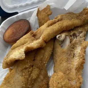 Fried Whiting and Cornbread Muffin