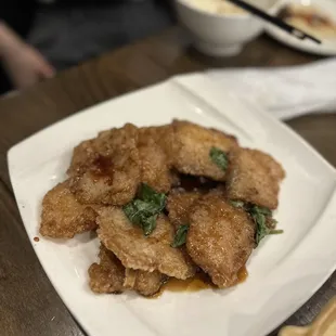 a plate of fried chicken