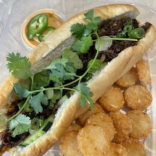 Duck Confit Bahn Mi w/side of cottage fries