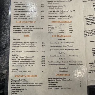 Food menu