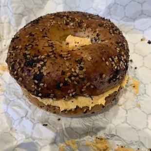 Buffalo Chicken Cream Cheese Bagel!