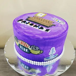 a purple cake with a couch on top