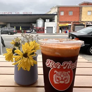 Thai tea with coconut milk