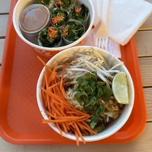 Chicken pad Thai &amp; Fresh spring rolls