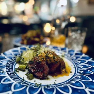 PRIME FILET MIGNON madras curry butter, charred asparagus, mint, dill