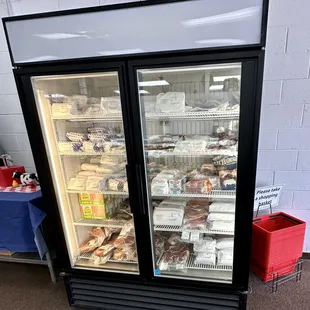 Freezer of steaks, seafoods, etc.