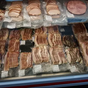 a display of bacon