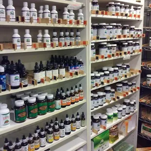 shelves of herbs and vitamins