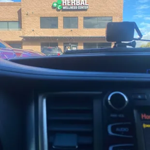 The front of the building