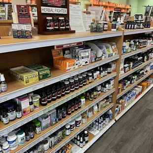 shelves of products in a store