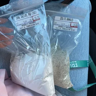 two bags of dried herbs