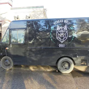 Outside of the food truck.