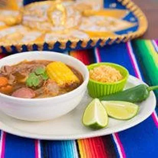 a bowl of chili and corn soup