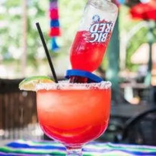 a drink in a margarita glass