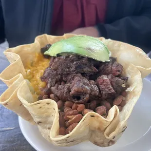 Beef fajita taco salad