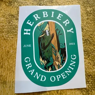 a sticker on a table