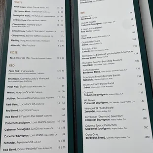 Wine List