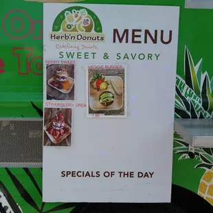 a menu on a food truck