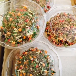 Lentil Salad and Indian Quinoa Salad... ready for delivery.