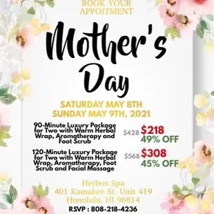 Mother day special booked appointment