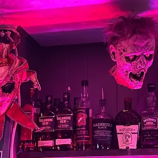 Masks behind the bar