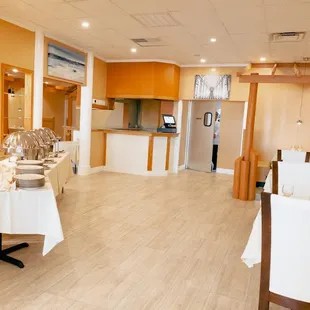 the dining room and kitchen