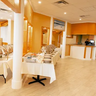 a restaurant with a buffet