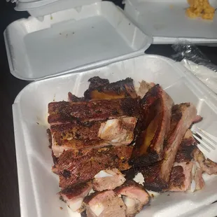 Half of the full rack of Ribs with rib tips.