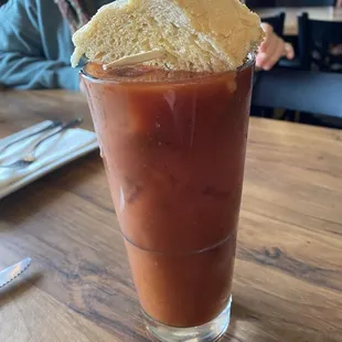 a bloody bloody drink with toasted bread