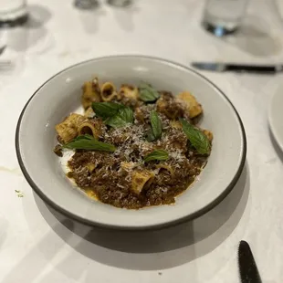 Wagyu beef ragu over rigatoni - way too salty. PLEASE reduce the salt by 50% and you'll have a winner