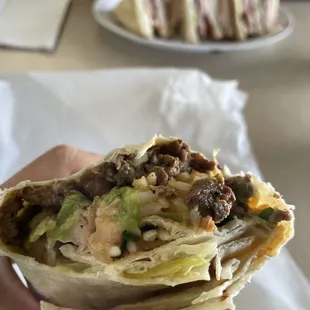 Inside a carne asada burrito