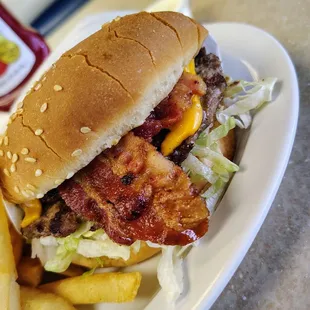 1/2 lb. Double Cheeseburger w/ bacon