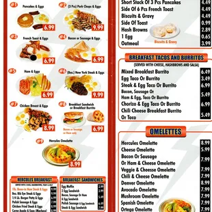 a menu for a fast food restaurant