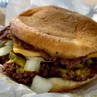 Double Cheeseburger with jalapeños, of course