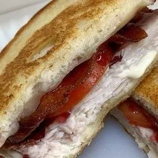 Grilled Turkey Sandwich with bacon, tomato, cranberry sauce and havarti