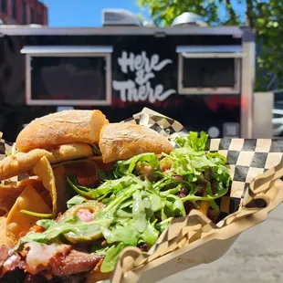 Here &amp; There have one of the best brisket BBq sandwiches intown, It's a must have when you come down for the farmer's market.