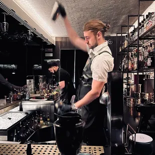 Our bartender doing some fancy bartending