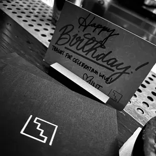 Birthday greeting and menu