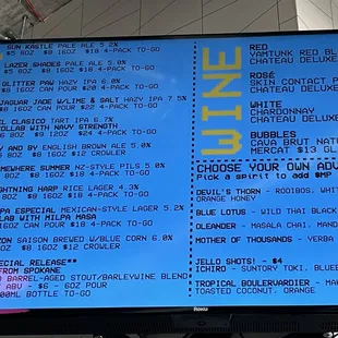 Beer menu