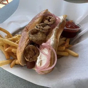 Seattle veggie dog and fries