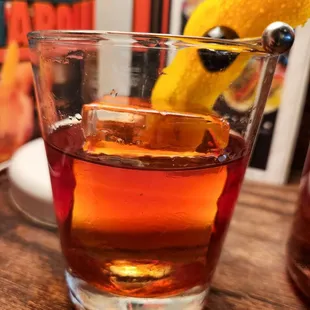 Old Fashioned with house made crystal clear ice