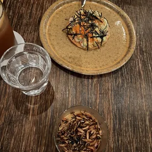 Uni panna cotta and blue crab tostada