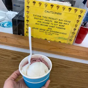 a hand holding a cup of ice cream