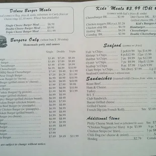 Middle pages of menu