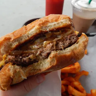 Onion burger, lots of caramelized onions.