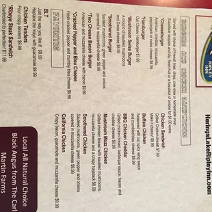 Burgers and sandwiches