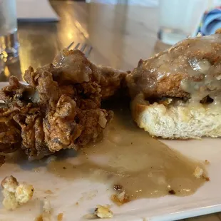 Overcooked chicken and basic biscuit